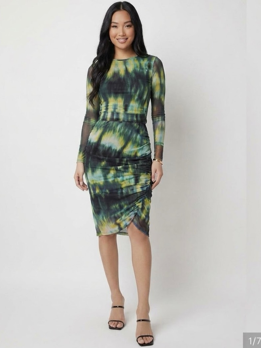 BOLD elements Vibrant Green Tie-Dye Pencil Skirt